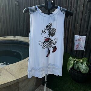 Disney White Sleeveless Top with Ginham Minnie